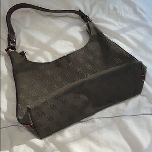 Dooney & Burke Monogram Canvas Shoulder Bag in Loden Green & Leather Trim
